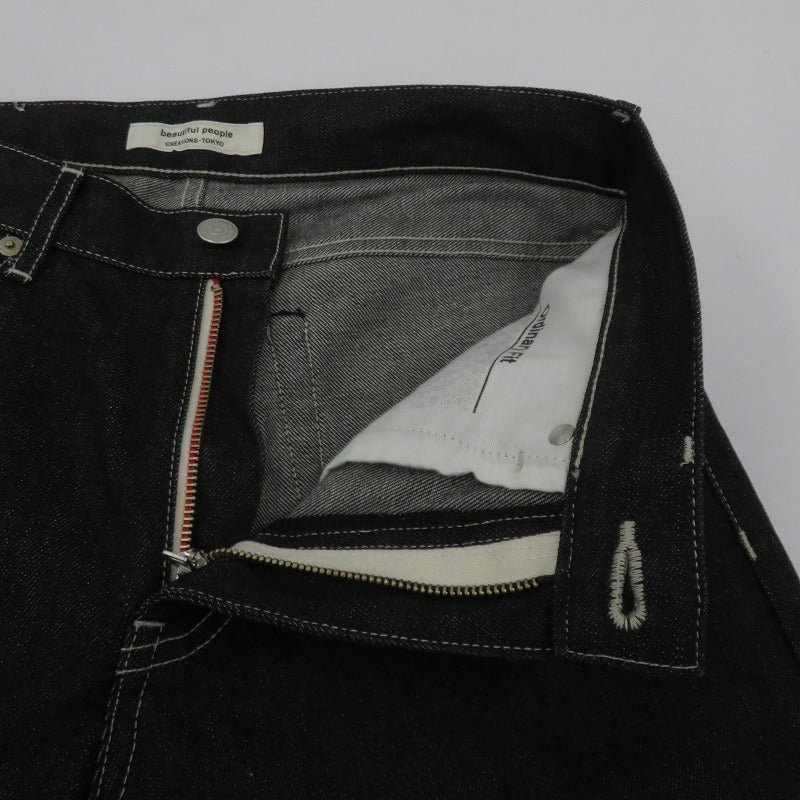 beautiful people | ビューティフルピープル selvedge denim ordinary fit デニムパンツ 1000105084 ブラック サイズ：36【瀬戸大橋店】