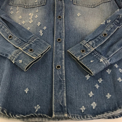 GIVENCHY | ジバンシィ クラッシュ加工 デニムボタンシャツ 長袖シャツ 16F 0906 485 ブルー サイズ：XS【倉吉店】