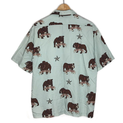 schott | ショット BULLDOG HAWAIIAN SHIRT ブルドッグ柄 半袖シャツ 3125067 ブルー サイズ：L【倉吉店】【代金引換不可・日時指定不可】【ポスト投函】