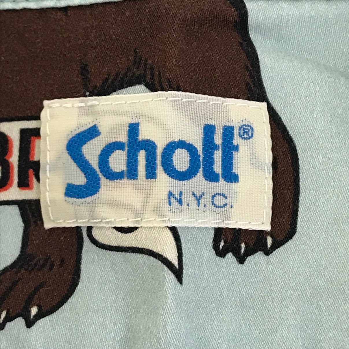 schott | ショット BULLDOG HAWAIIAN SHIRT ブルドッグ柄 半袖シャツ 3125067 ブルー サイズ：L【倉吉店】【代金引換不可・日時指定不可】【ポスト投函】