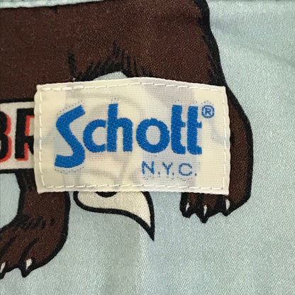 schott | ショット BULLDOG HAWAIIAN SHIRT ブルドッグ柄 半袖シャツ 3125067 ブルー サイズ：L【倉吉店】【代金引換不可・日時指定不可】【ポスト投函】