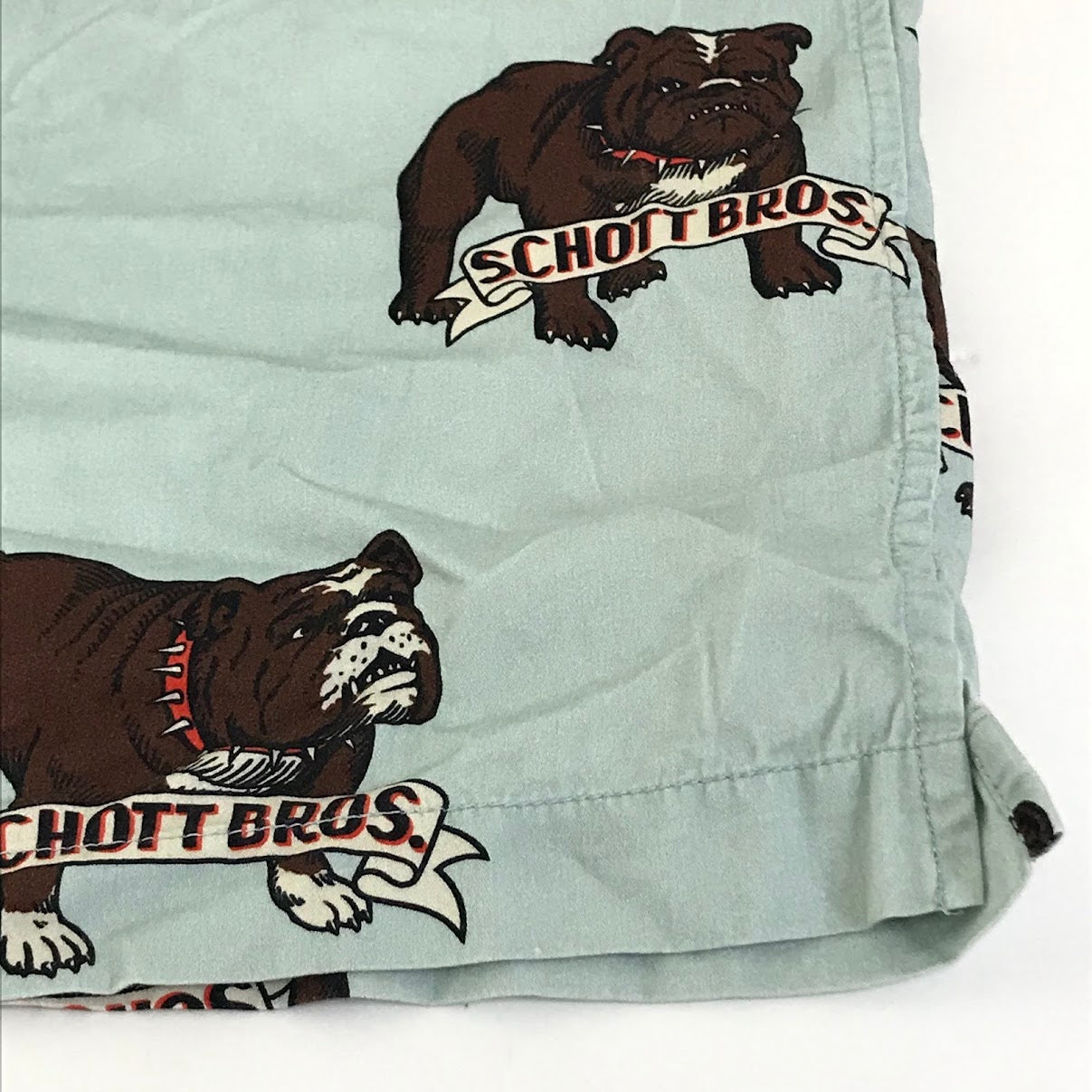 schott | ショット BULLDOG HAWAIIAN SHIRT ブルドッグ柄 半袖シャツ 3125067 ブルー サイズ：L【倉吉店】【代金引換不可・日時指定不可】【ポスト投函】
