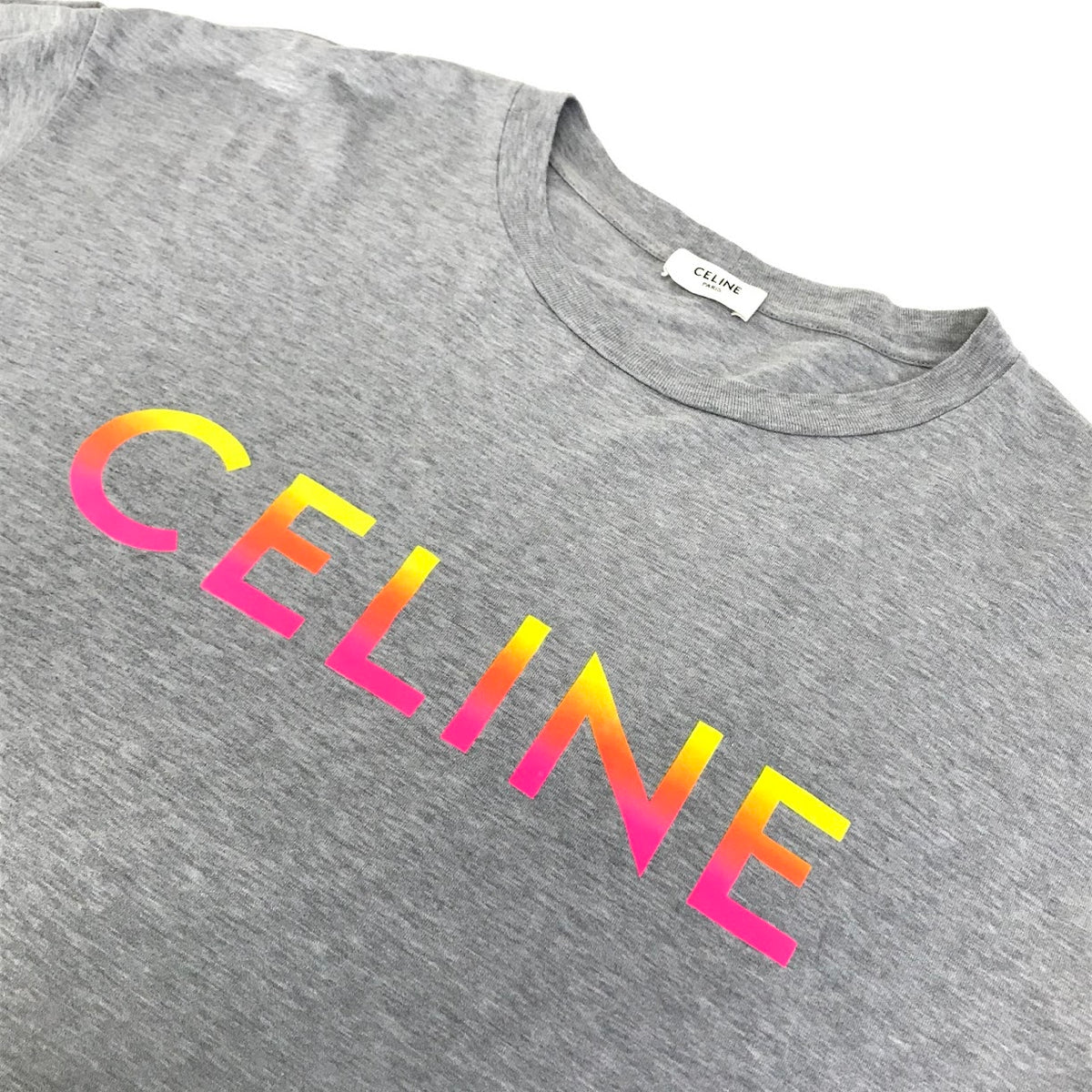 CELINE | セリーヌ Gradient Logo Print ロゴプリント グラデーション 半袖Ｔシャツ 2X10B671Q グレー サイズ：S【倉吉店】