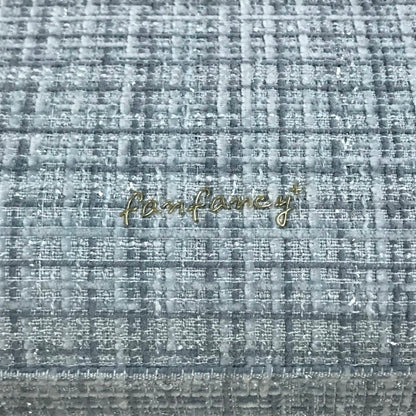 パレットリリーツイードバッグ ビジューリボン トートバッグ ブルー【倉吉店】
