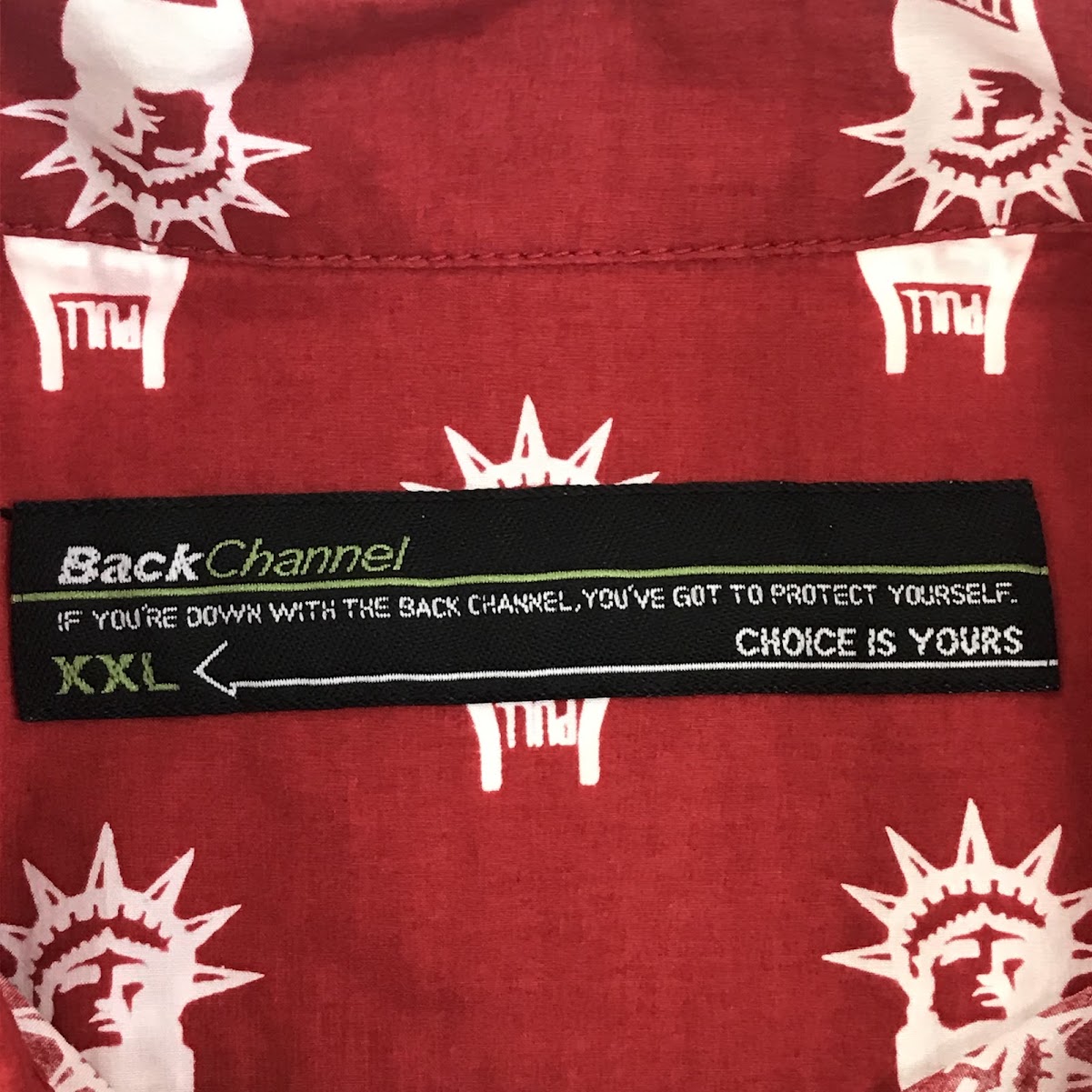 Back Channel | バックチャンネル 自由の女神 総柄 半袖シャツ レッド サイズ：XXL【倉吉店】