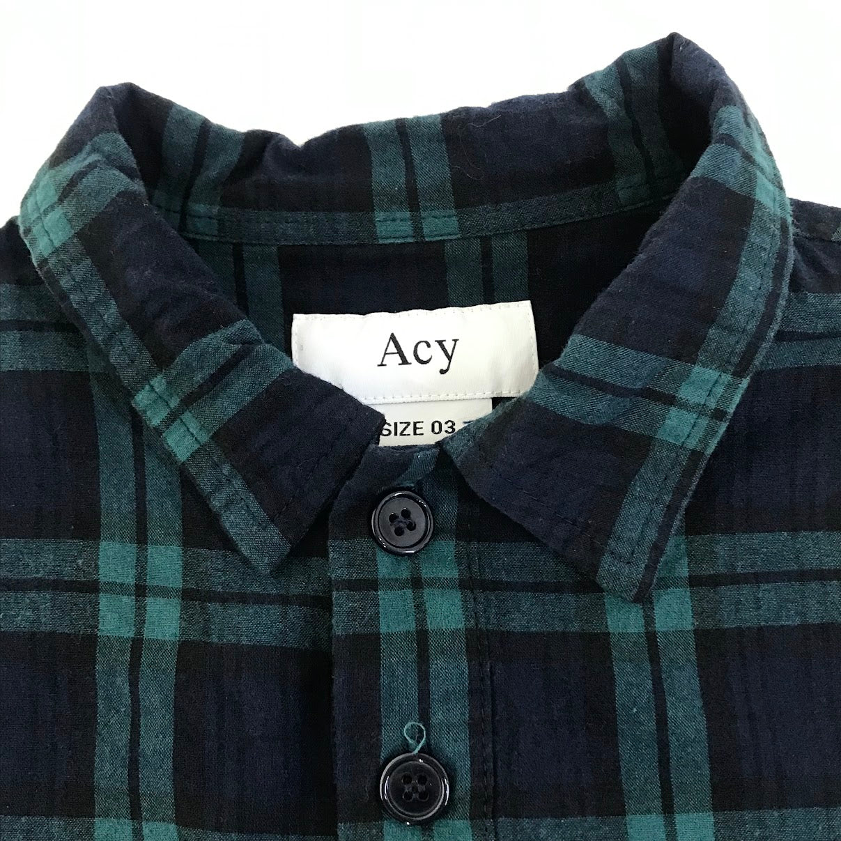 ACY｜ エーシー ROOM SHIRTS チェック柄 半袖シャツ ACY-23SS-002 グリーン サイズ：3【倉吉店】【代金引換不可・日時指定不可】【ポスト投函】