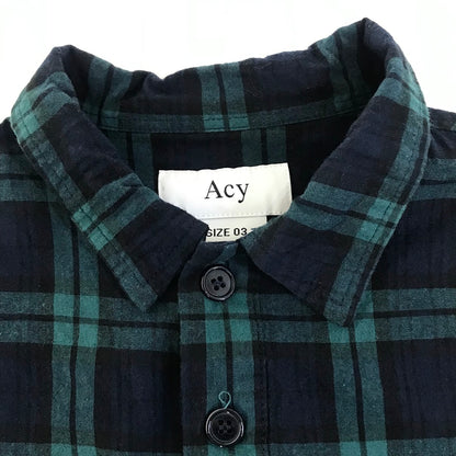 ACY｜ エーシー ROOM SHIRTS チェック柄 半袖シャツ ACY-23SS-002 グリーン サイズ：3【倉吉店】【代金引換不可・日時指定不可】【ポスト投函】