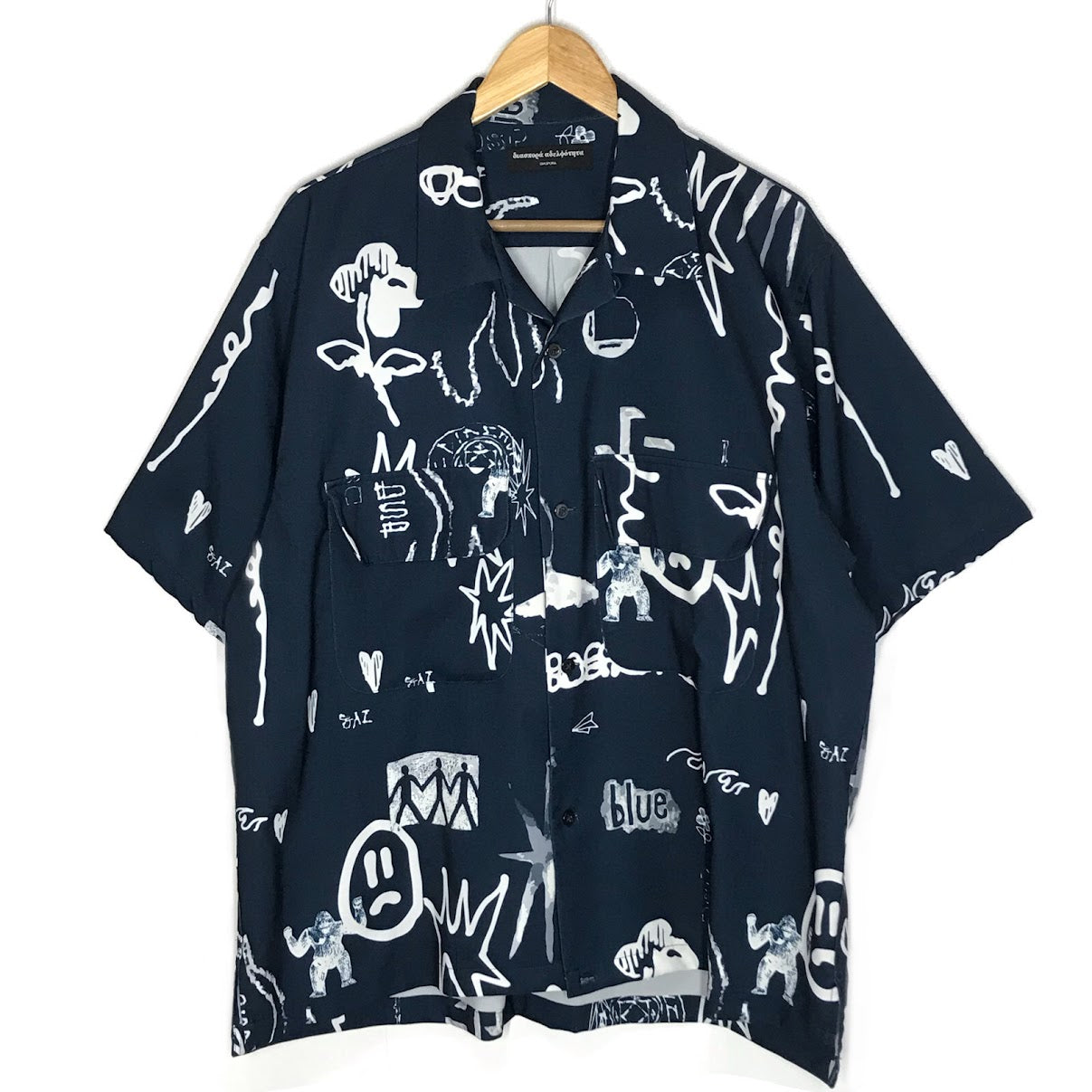 Diaspora skateboards | ディアスポラスケートボーズ Painter Shirt 半袖シャツ 24SS-DSP-SH02 ネイビー サイズ：XL【倉吉店】