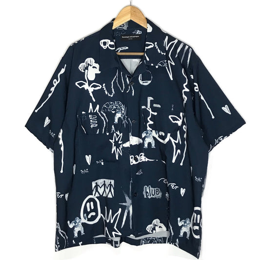 Diaspora skateboards | ディアスポラスケートボーズ Painter Shirt 半袖シャツ 24SS-DSP-SH02 ネイビー サイズ：XL【倉吉店】