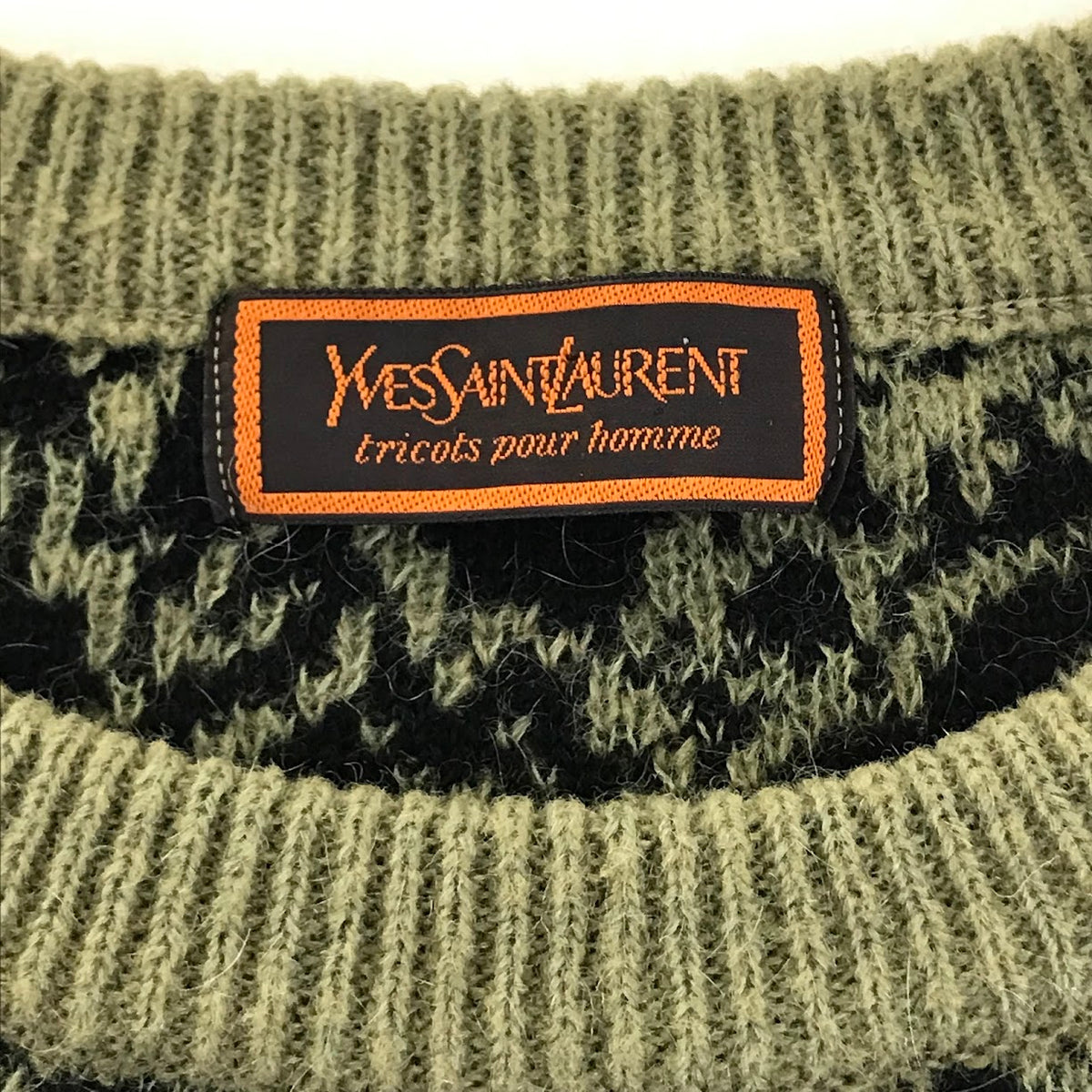 YVES SAINT LAURENT | イヴ・サンローラン 総柄 モヘア混ニット セーター カーキグリーン サイズ：L【倉吉店】