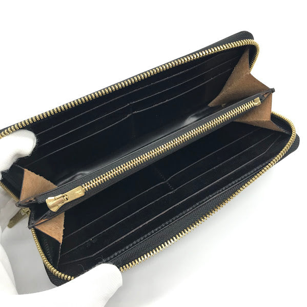 塩原朋和 レザー ラウンドファスナー長財布 長財布 ブラック【倉吉店】