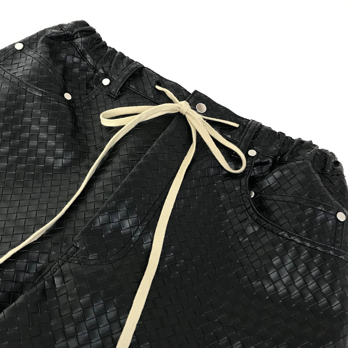 DankeSchon｜ダンケシェーン DS/WOVEN FAUX LEATHER SHORTS ハーフパンツ ショートパンツ 26316TS-DS ブラック サイズ：M【倉吉店】