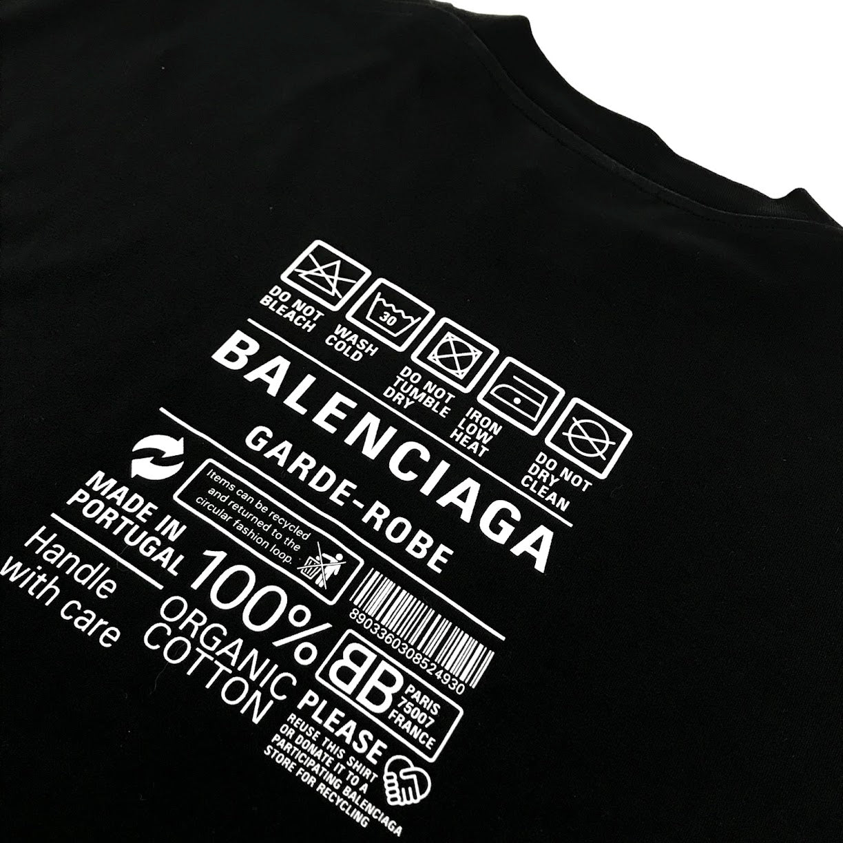 BALENCIAGA | バレンシアガ Care Label Medium Fit 半袖Ｔシャツ 724514 TNVL9 ブラック サイズ：XS【倉吉店】