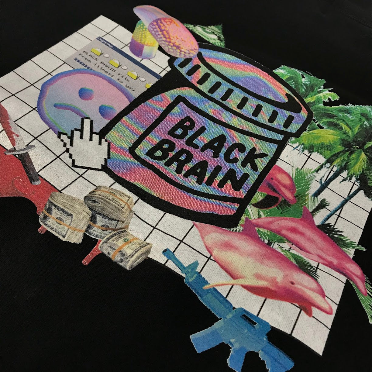 BLACK BRAIN | ブラックブレイン グラフィック プルオーバーパーカー パーカー ブラック サイズ：L【倉吉店】