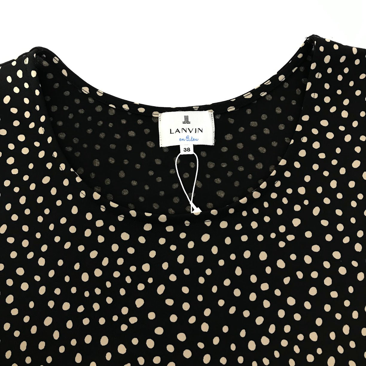 LANVIN en Bleu | ランバンオンブルー ドット柄 ワンピース 3244332 ブラック×ベージュ サイズ：38【倉吉店】