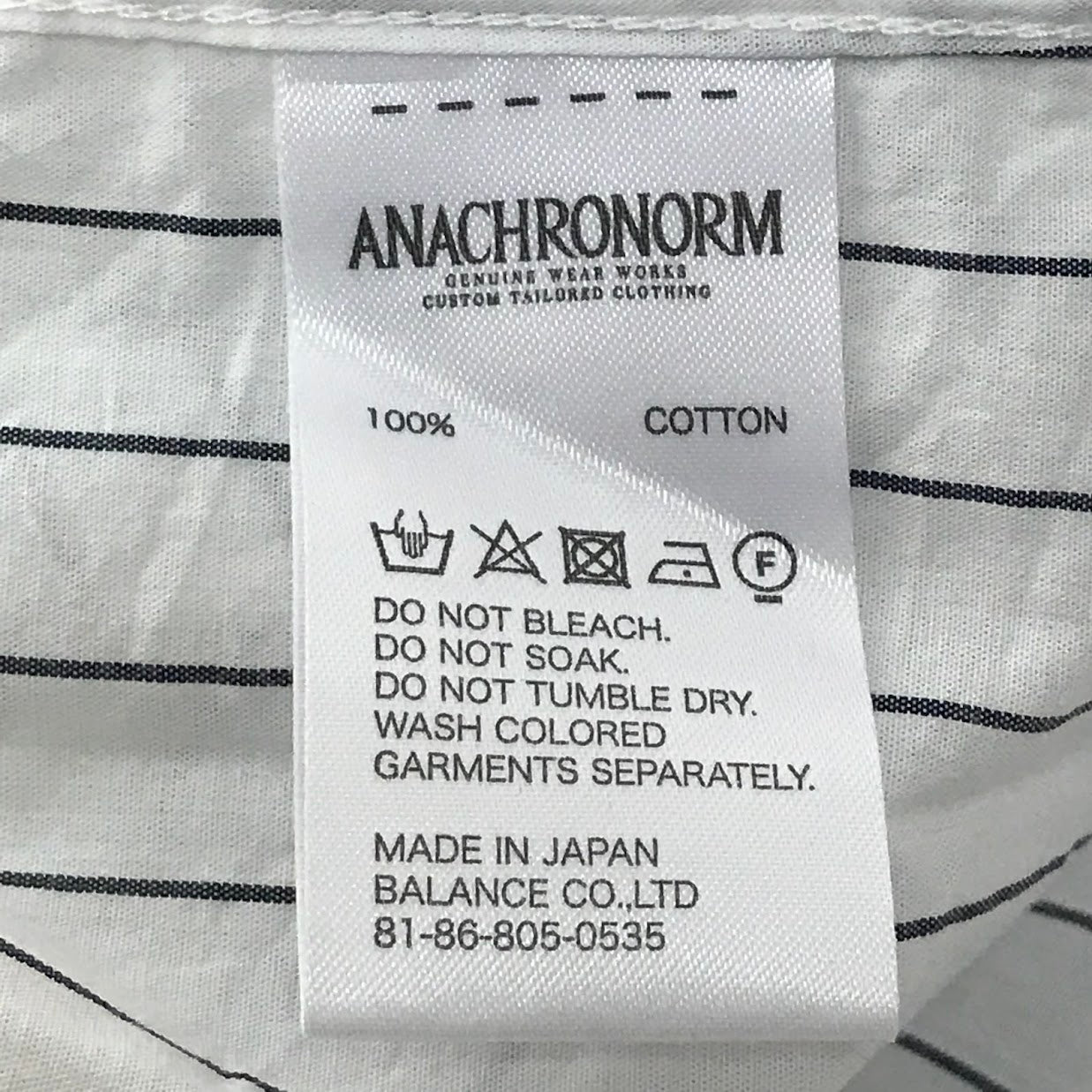 Anachronorm | アナクロノーム Ring Snap 1/2 Sleeve Shirt 半袖シャツ ANA384 ストライプ柄 ホワイト サイズ：1【倉吉店】