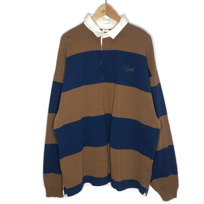 KEBOZ | ケボズ ラガーシャツ 長袖 ポロシャツ ネイビー×ブラウン サイズ：XL【倉吉店】