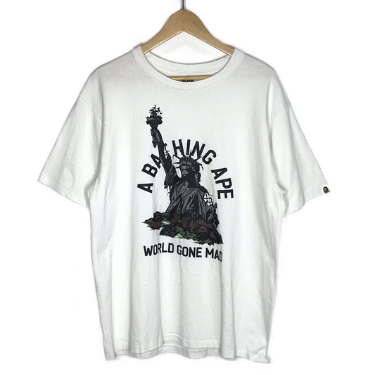 A BATHING APE | アベイシングエイプ Statue of Liberty Tee 半袖Ｔシャツ 1L80110050 ホワイト サイズ：XL【倉吉店】【代金引換不可・日時指定不可】【ポスト投函】