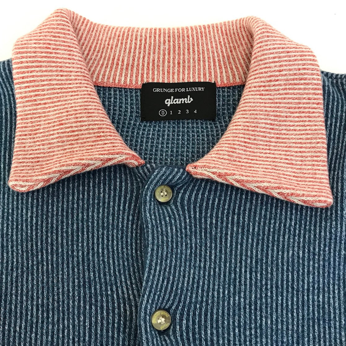 glamb | グラム Carolina stripe SH リブニット 長袖シャツ GB0419/SH09 ブルー【倉吉店】