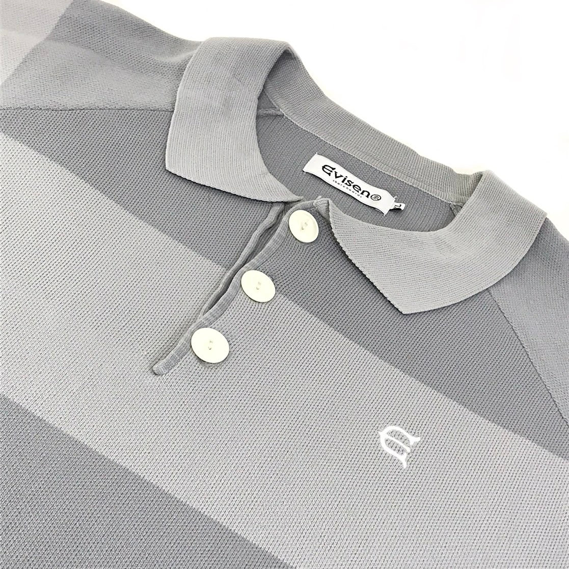 Evisen Skateboards | エビセン　スケートボード EVISEN HIGH-GAUGE KNIT RUGBY SHIRT ボーダー柄ラガーシャツ ポロシャツ グレー サイズ：XL【倉吉店】