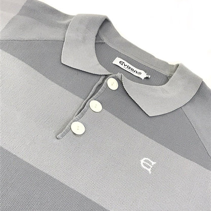 Evisen Skateboards | エビセン　スケートボード EVISEN HIGH-GAUGE KNIT RUGBY SHIRT ボーダー柄ラガーシャツ ポロシャツ グレー サイズ：XL【倉吉店】