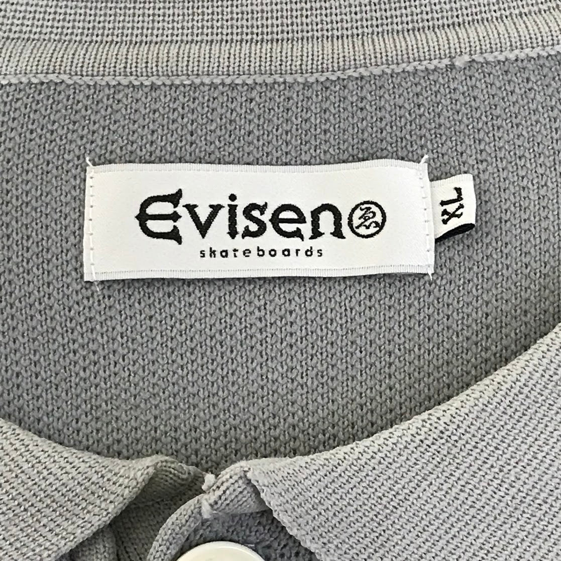 Evisen Skateboards | エビセン　スケートボード EVISEN HIGH-GAUGE KNIT RUGBY SHIRT ボーダー柄ラガーシャツ ポロシャツ グレー サイズ：XL【倉吉店】