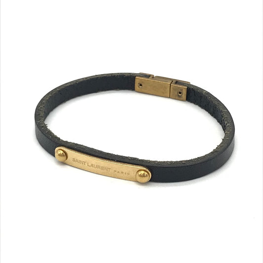 SAINT LAURENT | サンローラン IDプレート レザーブレスレット ブレスレット 506148 ブラック【倉吉店】