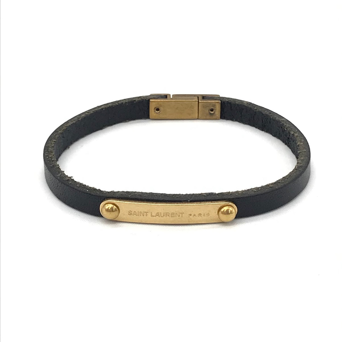 SAINT LAURENT | サンローラン IDプレート レザーブレスレット ブレスレット 506148 ブラック【倉吉店】