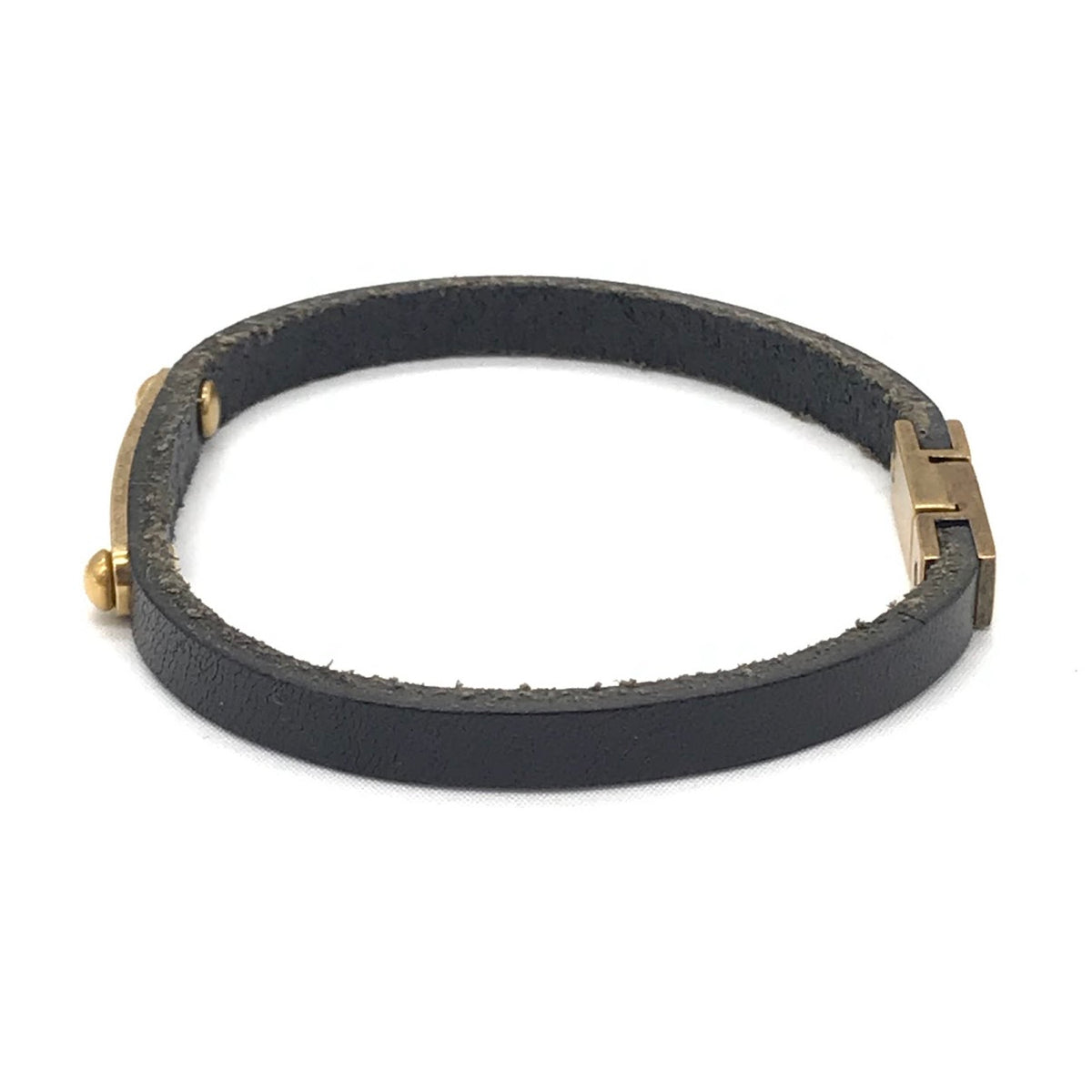 SAINT LAURENT | サンローラン IDプレート レザーブレスレット ブレスレット 506148 ブラック【倉吉店】