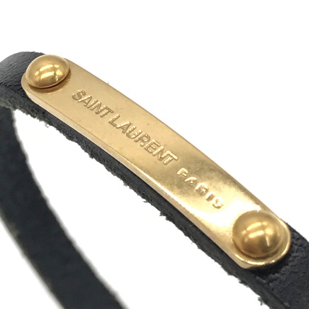 SAINT LAURENT | サンローラン IDプレート レザーブレスレット ブレスレット 506148 ブラック【倉吉店】