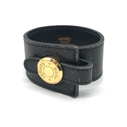 HERMES | エルメス セリエ レザー ブレスレット ブラック×ゴールド【倉吉店】