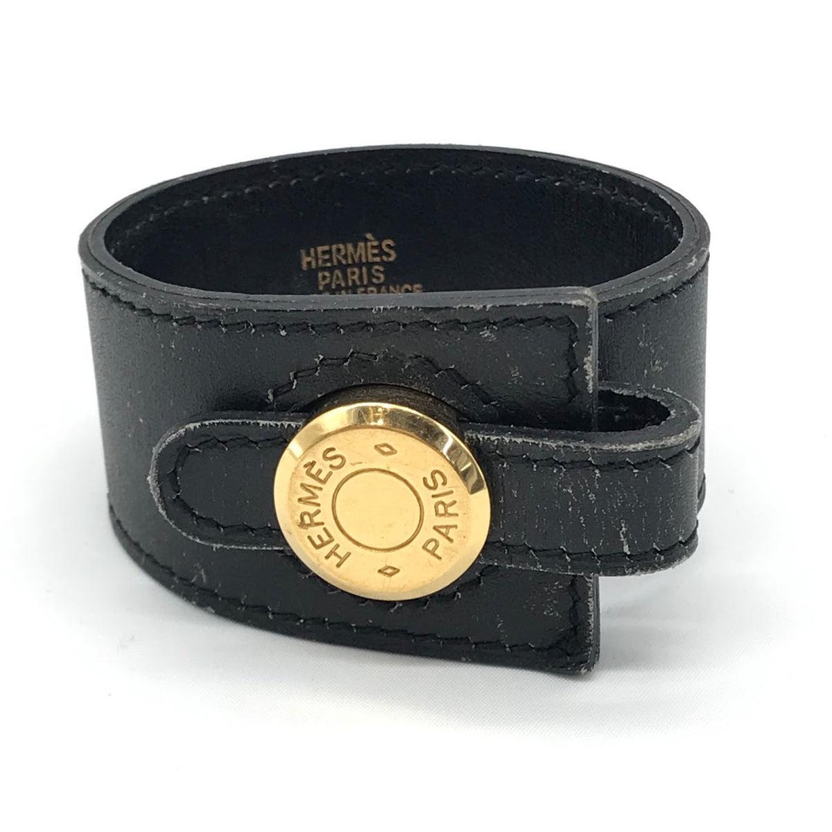 HERMES | エルメス セリエ レザー ブレスレット ブラック×ゴールド【倉吉店】
