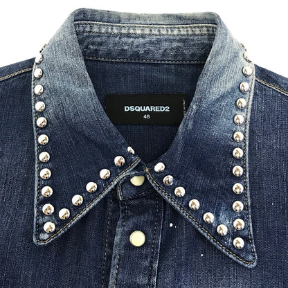 DSQUARED2 | ディースクエアード スタッズダンガリーデニムウエスタンシャツ 長袖シャツ S74DM0008 S30341 インディゴ サイズ：46【倉吉店】