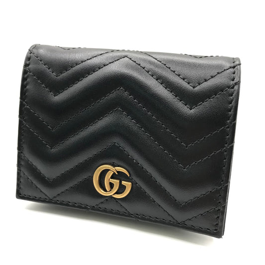 GUCCI | グッチ GGマーモント ダブルG スモールウォレット 二つ折り財布 466492 ブラック【倉吉店】