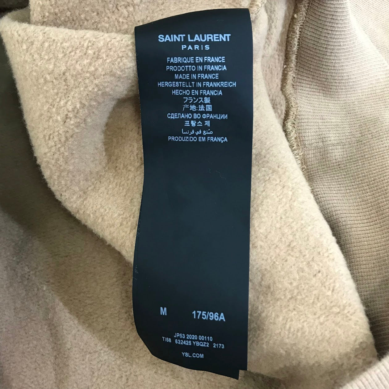 SAINT LAURENT | サンローラン プルオーバーパーカー パーカー JP53 2020 00110 ベージュ サイズ：M【倉吉店】