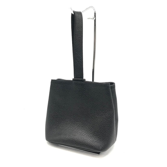 HushTug | ハッシュタグ 巾着レザーハンドバッグ ハンドバッグ ブラック【倉吉店】