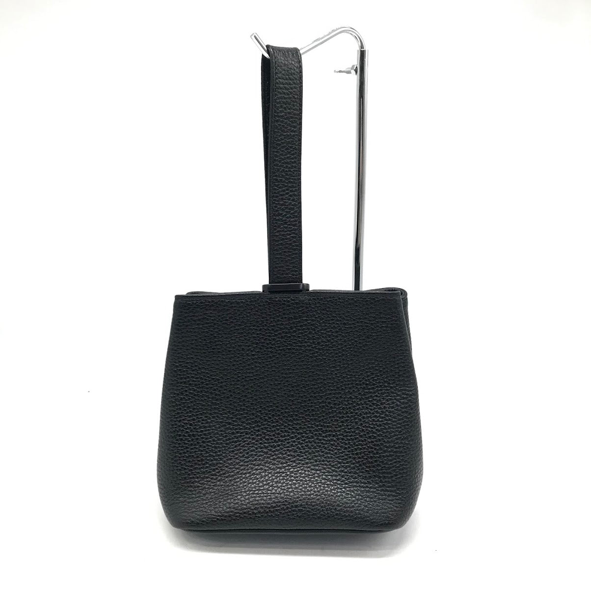 HushTug | ハッシュタグ 巾着レザーハンドバッグ ハンドバッグ ブラック【倉吉店】