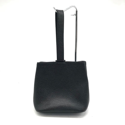 HushTug | ハッシュタグ 巾着レザーハンドバッグ ハンドバッグ ブラック【倉吉店】