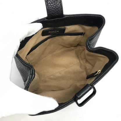 HushTug | ハッシュタグ 巾着レザーハンドバッグ ハンドバッグ ブラック【倉吉店】