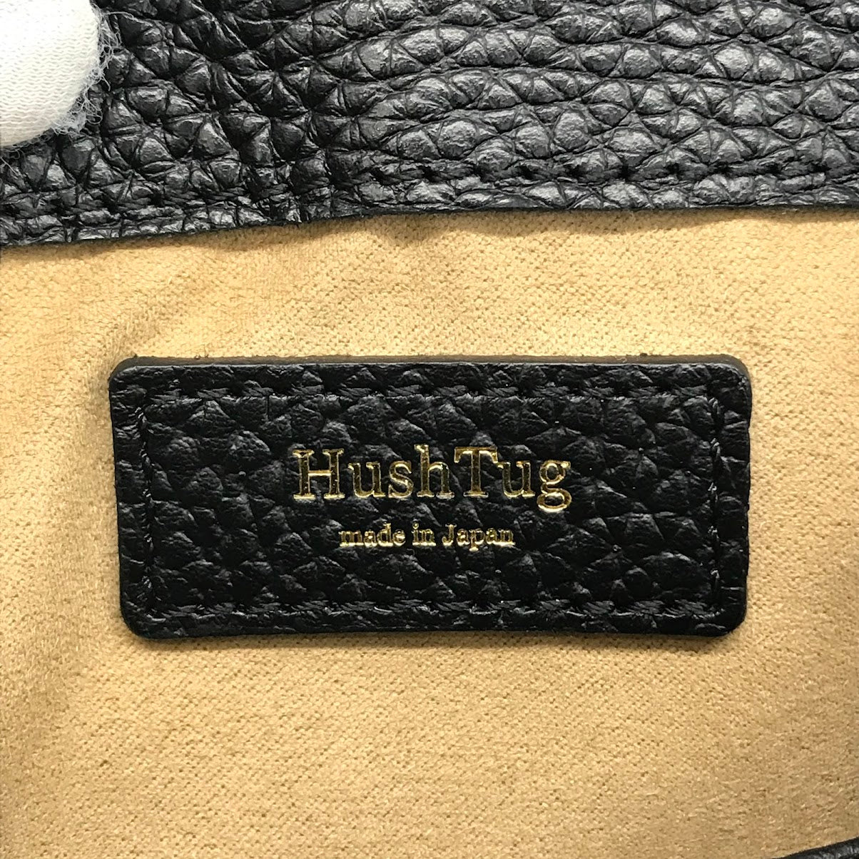 HushTug | ハッシュタグ 巾着レザーハンドバッグ ハンドバッグ ブラック【倉吉店】