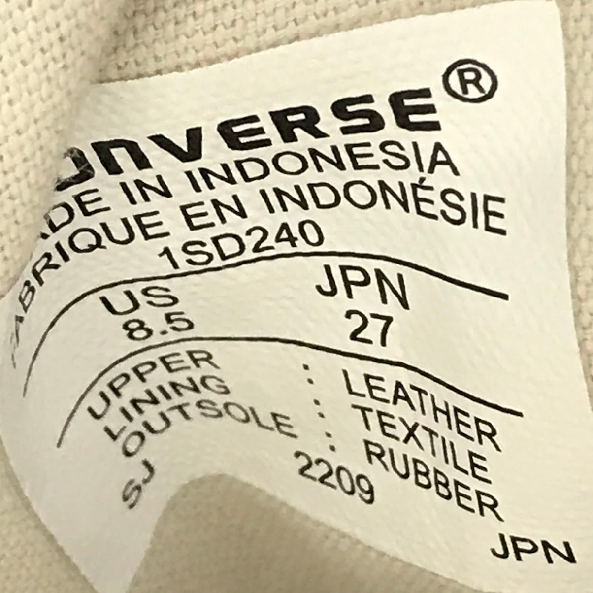 CONVERSE | コンバース BIOTOP(ビオトープ)別注 JACK PURCEL ジャックパーセル スニーカー 1SD240 ブラック 27cm【倉吉店】