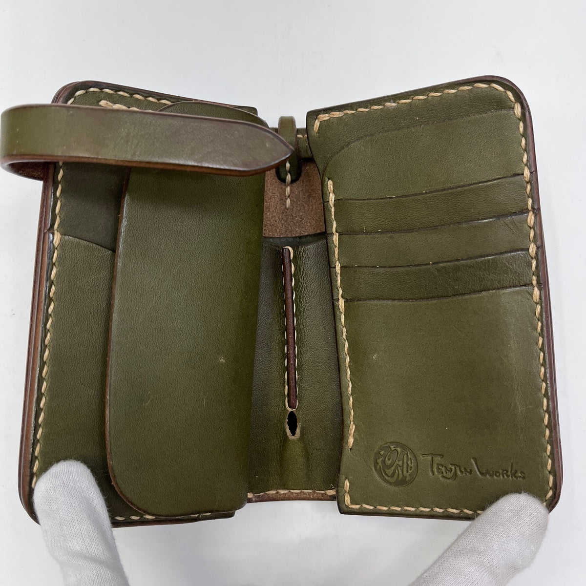 天神ワークス Middle Wallet 二つ折り財布 MW02 グリーン【加古川店】