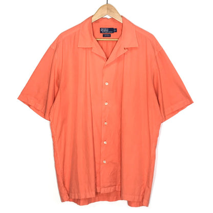 POLO RALPH LAUREN | ポロ・ラルフローレン 90s オープンカラーシャツ CALDWELL 半袖シャツ サーモンピンク サイズ：L【倉吉店】【代金引換不可・日時指定不可】【ポスト投函】