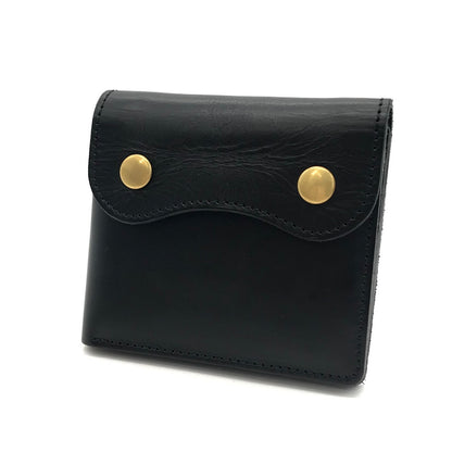 Jamale｜ジャマレ 牛革レザーコンパクトミニ財布 二つ折り財布 ブラック【倉吉店】