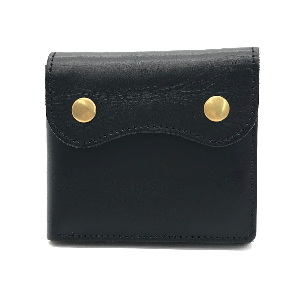 Jamale｜ジャマレ 牛革レザーコンパクトミニ財布 二つ折り財布 ブラック【倉吉店】