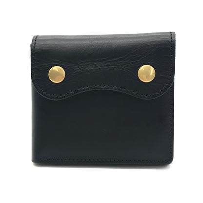 Jamale｜ジャマレ 牛革レザーコンパクトミニ財布 二つ折り財布 ブラック【倉吉店】