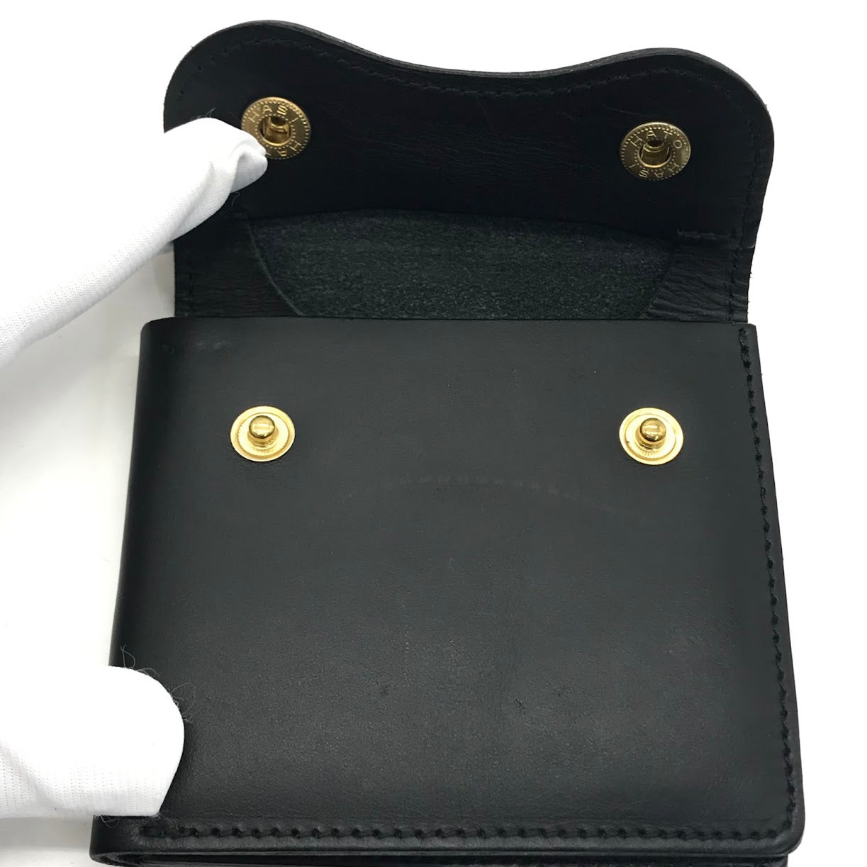 Jamale｜ジャマレ 牛革レザーコンパクトミニ財布 二つ折り財布 ブラック【倉吉店】