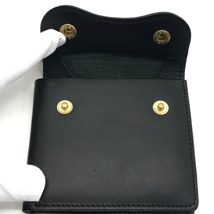 Jamale｜ジャマレ 牛革レザーコンパクトミニ財布 二つ折り財布 ブラック【倉吉店】