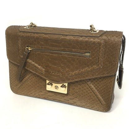 Furla | フルラ ALICE python-embossed パイソン型押し ショルダーバッグ 200627 ブラウン【倉吉店】