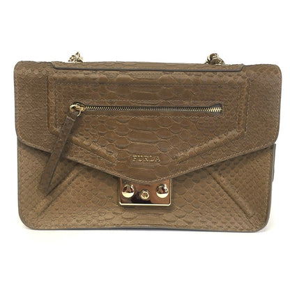 Furla | フルラ ALICE python-embossed パイソン型押し ショルダーバッグ 200627 ブラウン【倉吉店】